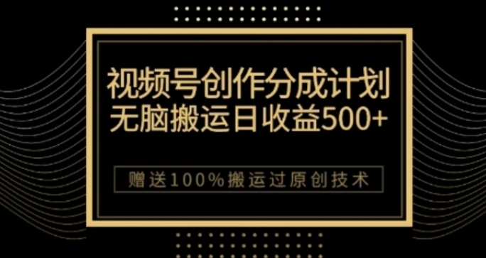 视频号分成计划与私域双重变现，纯搬运无技术，日入3~5位数【揭秘】-大源资源网