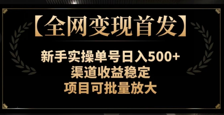 【全网变现首发】新手实操单号日入500+，渠道收益稳定，项目可批量放大【揭秘】-大源资源网