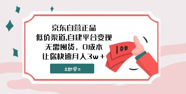 京东自营正品,低价渠道,自建平台变现，无需囤货，0成本，让你快速月入3w＋-大源资源网