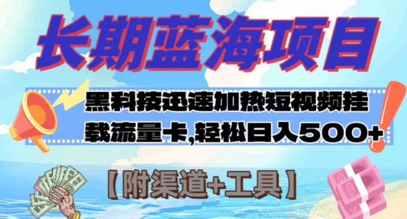 长期蓝海项目，黑科技快速提高视频热度挂载流量卡 日入500+【附渠道+工具】-大源资源网