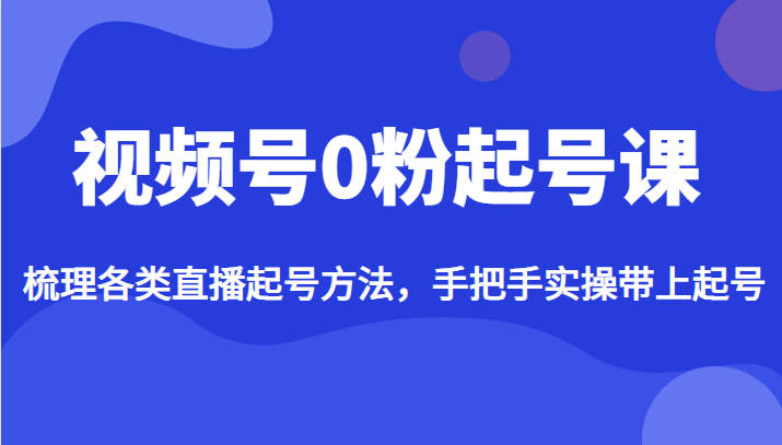 视频号0粉起号课，梳理各类直播起号方法，手把手实操带上起号-大源资源网