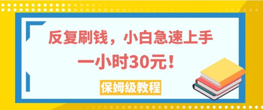 反复刷钱，小白急速上手，一个小时30元，实操教程。-大源资源网