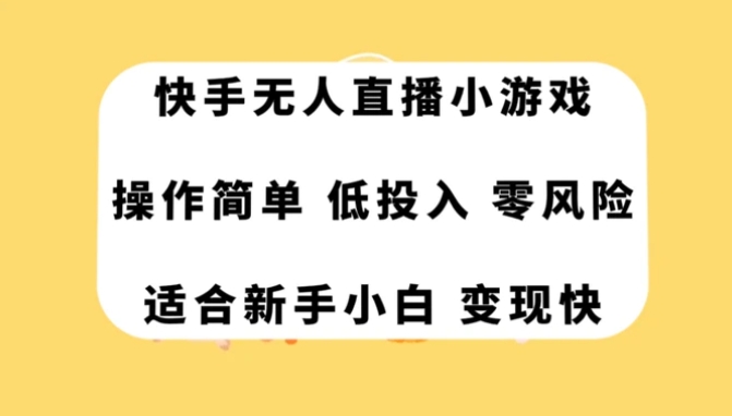 快手无人直播小游戏，操作简单，低投入零风险变现快-大源资源网