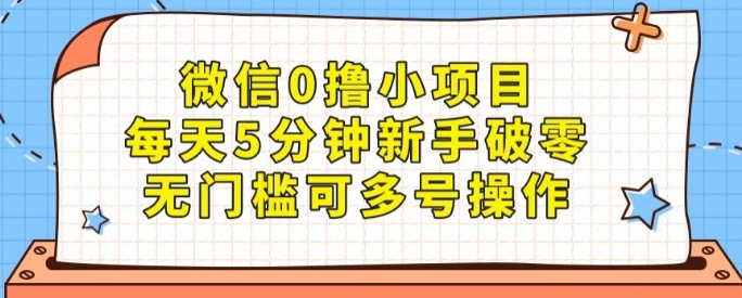 微信0撸小项目，每天5分钟新手破零，无门槛可多号操作-大源资源网