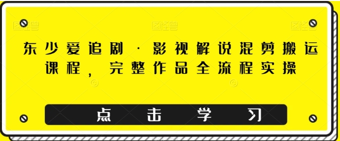 东少爱追剧·影视解说混剪搬运课程，完整作品全流程实操-大源资源网