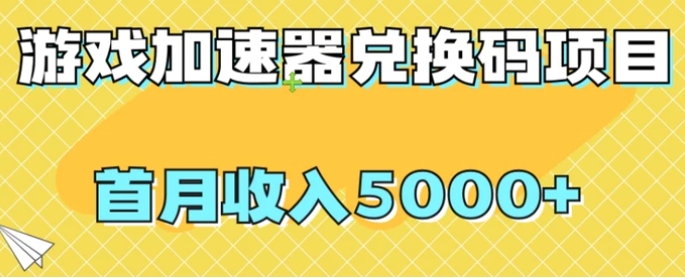 【全网首发】游戏加速器兑换码项目，首月收入5000+【揭秘】-大源资源网