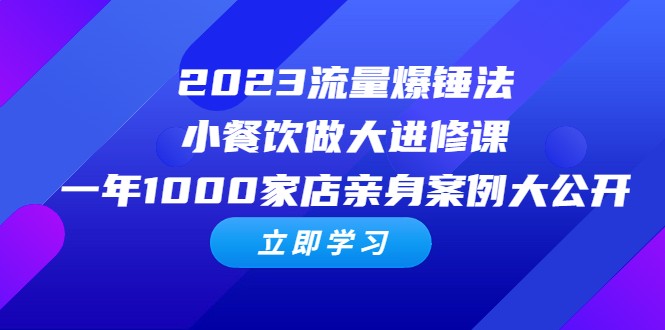 2023流量 爆锤法，小餐饮做大进修课，一年1000家店亲身案例大公开-大源资源网