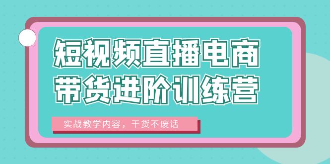 短视频直播电商带货进阶训练营：实战教学内容，干货不废话！-大源资源网