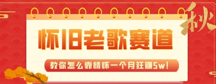 全新蓝海，怀旧老歌赛道，教你怎么靠情怀一个月狂赚5w-大源资源网