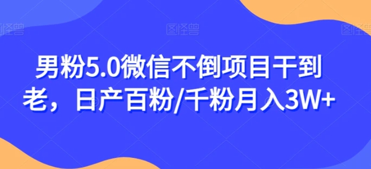 男粉5.0微信不倒项目干到老，日产百粉/千粉月入3W+【揭秘】-大源资源网