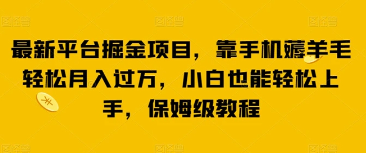 最新平台掘金项目，靠手机薅羊毛轻松月入过万，小白也能轻松上手，保姆级教程【揭秘】-大源资源网