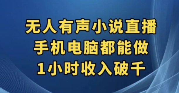 抖音无人有声小说直播，手机电脑都能做，1小时收入破千【揭秘】-大源资源网