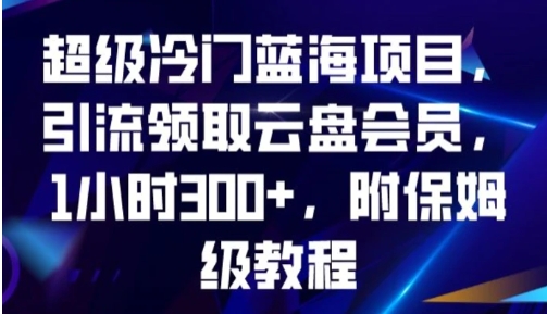 超级冷门蓝海项目，引流领取云盘会员，1小时300+，附保姆级教程-大源资源网