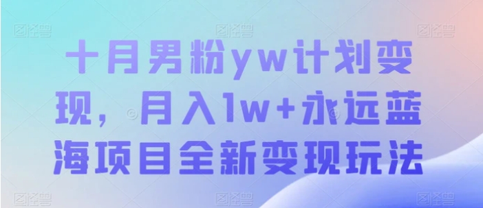 十月男粉yw计划变现，月入1w+永远蓝海项目全新变现玩法【揭秘】-大源资源网