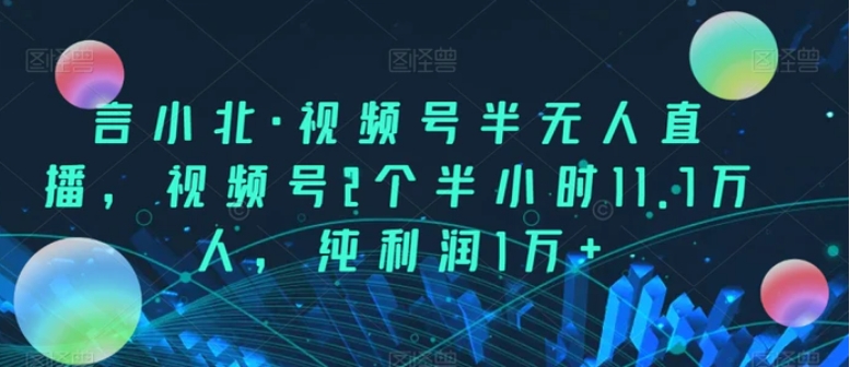 言小北·视频号半无人直播，视频号2个半小时11.7万人，纯利润1万+-大源资源网