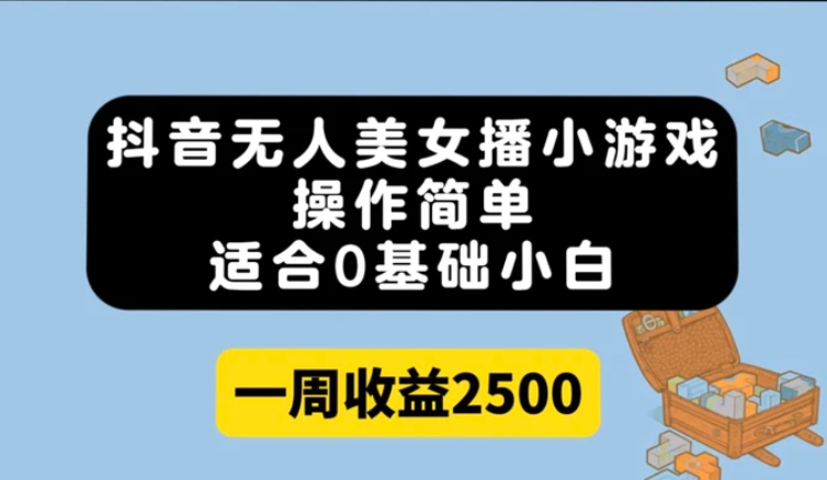 抖音无人美女播小游戏，操作简单，适合0基础小白一周收益2500-大源资源网