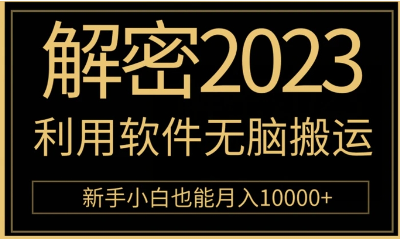 解密2023利用软件无脑搬运，新手小白也能月入10000+-大源资源网