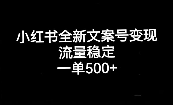 《小红书全新文案号变现》流量稳定，一单收入500+-大源资源网