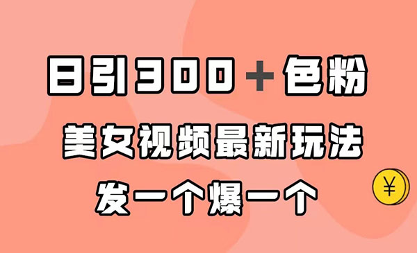 《美女视频最新玩法》日引300＋粉,多种变现方式-大源资源网