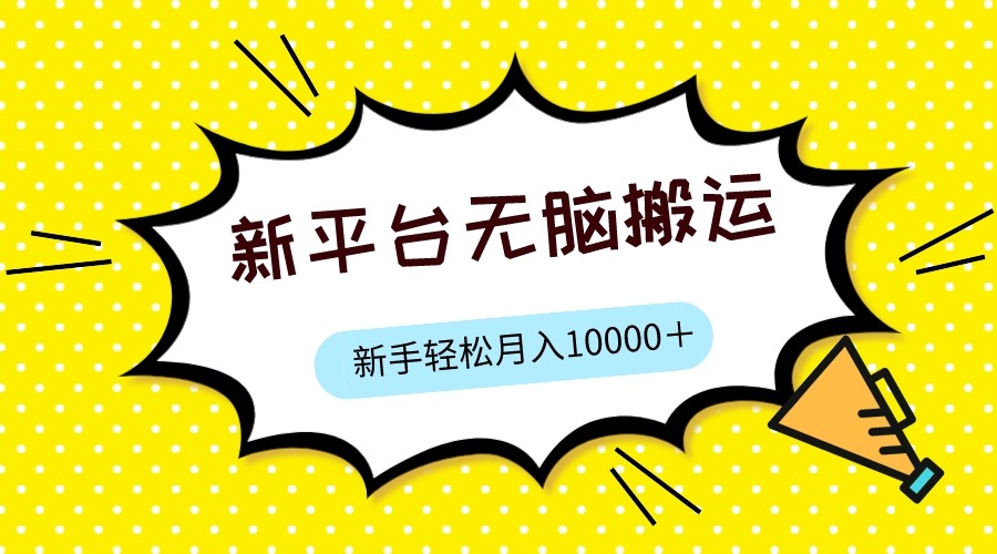 新平台用软件无脑搬运，月赚10000+，小白也能轻松上手-大源资源网