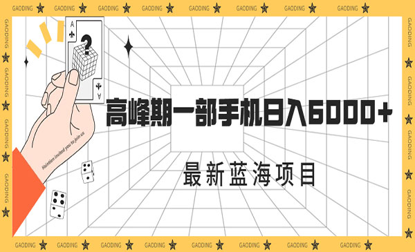 《最新蓝海项目》一年2次爆发期，高峰期一部手机日入6000+-大源资源网