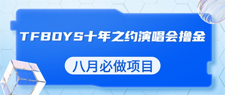 最新蓝海项目，靠最近非常火的TFBOYS十年之约演唱会流量掘金，八月必做的项-大源资源网