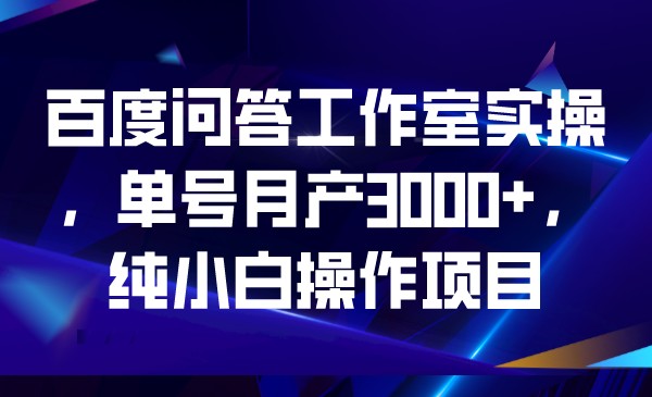 百度问答工作室实操，单号月产3000+，纯小白操作项目-大源资源网