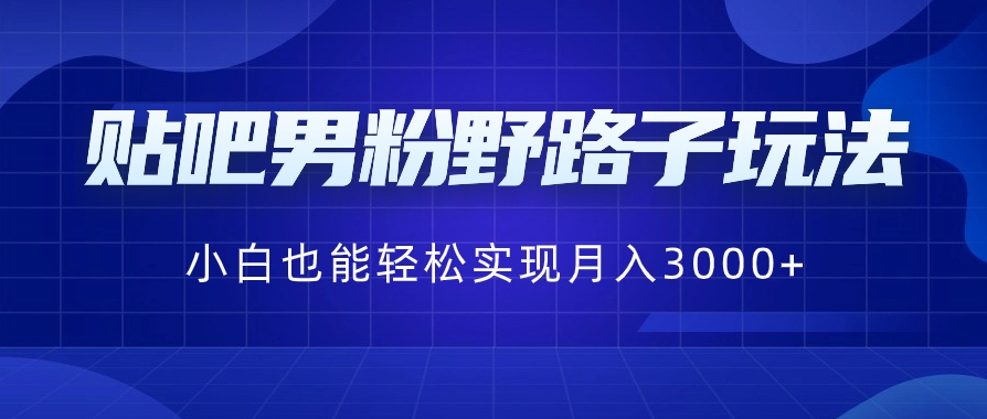 贴吧男粉野路子玩法，小白也能轻松实现月入3000+-大源资源网