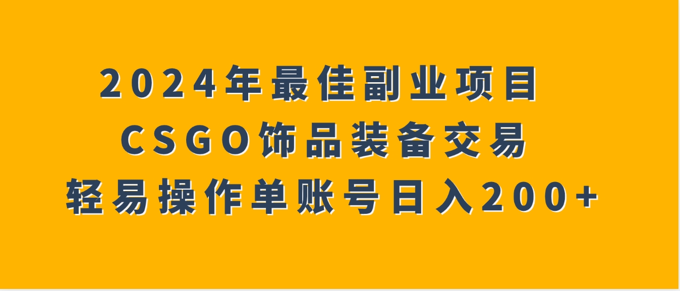 2024年最佳副业项目 CSGO饰品装备交易 轻易操作单账号日入200+-大源资源网