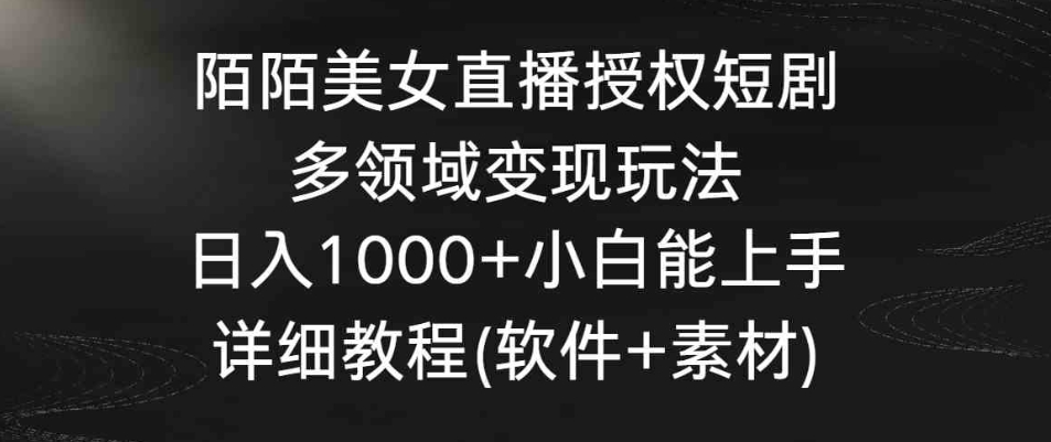 陌陌美女直播授权短剧，多领域变现玩法，日入1000+小白能上手，详细教程…-大源资源网