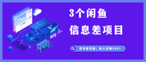 3个闲鱼信息差项目，无脑发布，新人日赚200+-大源资源网