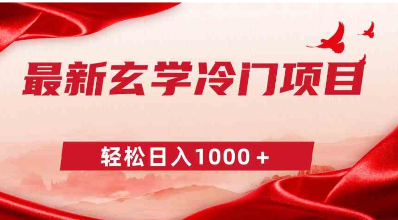 最新冷门玄学项目，零成本一单268，轻松日入1000＋-大源资源网