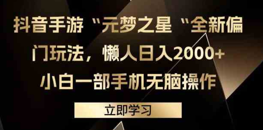 （9456期）抖音手游“元梦之星“全新偏门玩法，懒人日入2000+，小白一部手机无脑操作-大源资源网