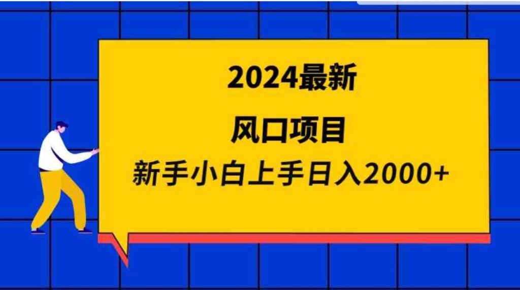 （9483期）2024最新风口项目 新手小白日入2000+-大源资源网