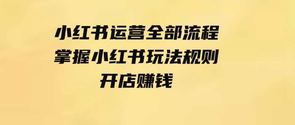 （9526期）小红书运营全部流程，掌握小红书玩法规则，开店赚钱-大源资源网