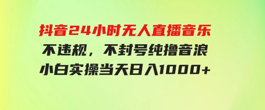 (9622期）抖音24小时无人直播音乐，不违规，不封号纯撸音浪，小白实操当天日入1000+-大源资源网