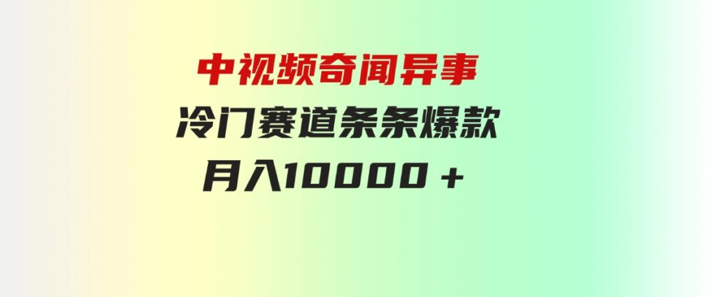 （9627期）中视频奇闻异事，冷门赛道条条爆款，月入10000＋-大源资源网