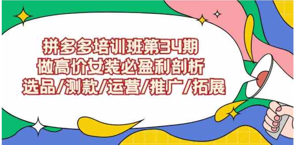 （9333期）拼多多培训班第34期：做高价女装必盈利剖析 选品/测款/运营/推广/拓展-大源资源网