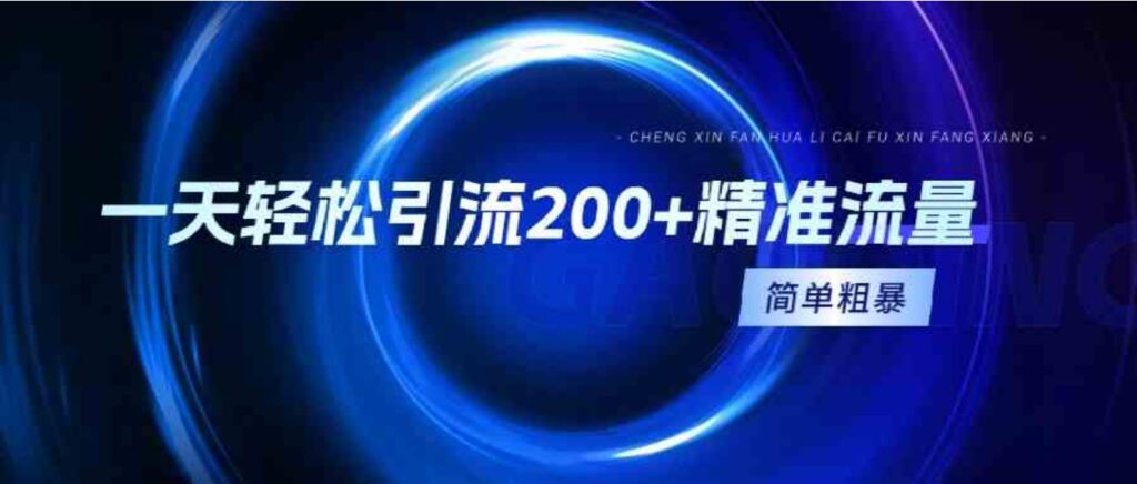 （9359期）一天轻松引流200+精准流量，简单粗暴，一看就会-大源资源网