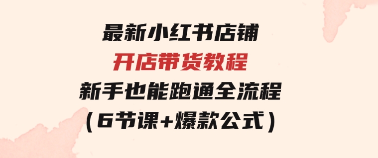 最新小红书店铺开店带货教程，新手也能跑通全流程（6节课+爆款公式）-大源资源网