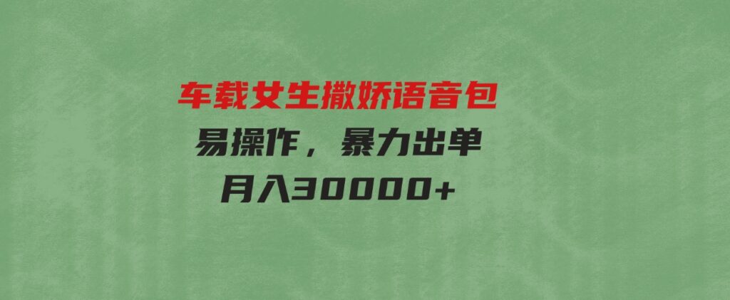 （9710期）车载女生撒娇语音包，易操作，暴力出单，月入30000+-大源资源网