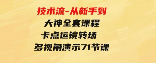 技术流-从新手到大神全套课程，卡点运镜转场 多视角演示 通俗易懂-71节课-大源资源网