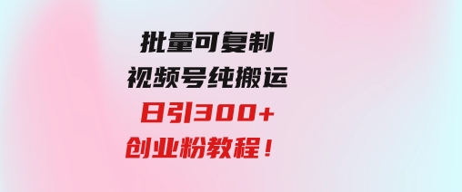 批量可复制！视频号纯搬运日引300+创业粉教程！-海南千川网络科技