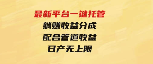 最新平台一键托管，躺赚收益分成 配合管道收益，日产无上限-大源资源网