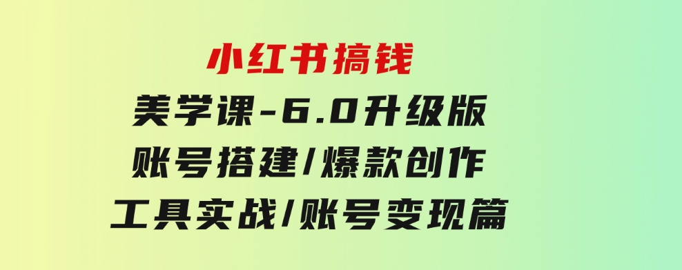 小红书搞钱美学课-6.0升级版，账号搭建/爆款创作/工具实战/账号变现篇-大源资源网