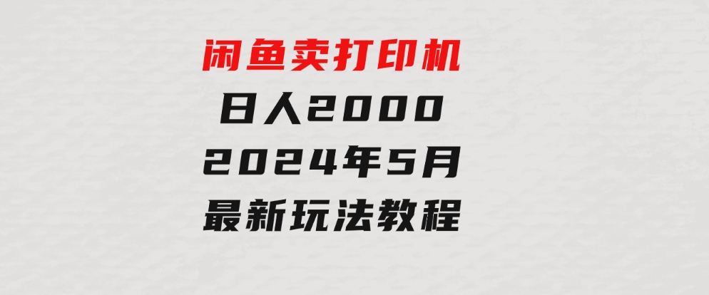 闲鱼卖打印机，日人2000，2024年5月最新玩法教程-大源资源网