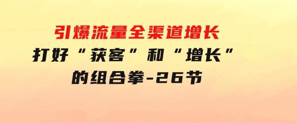 引爆流量 全渠 道增长，打好“获客”和“增长”的组合拳-26节-大源资源网