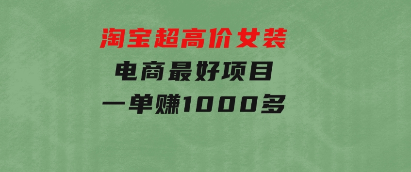 淘宝超高价女装电商最好项目：一单赚1000多-大源资源网