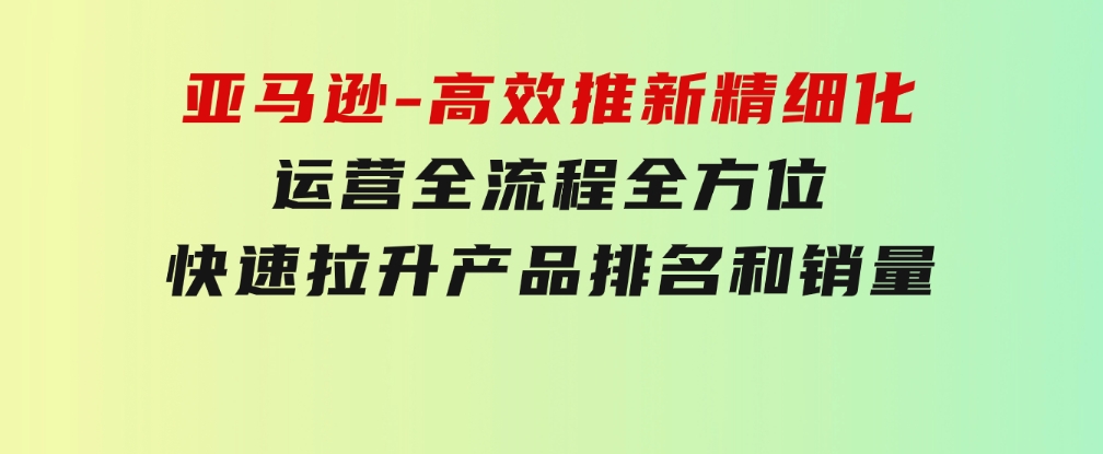 亚马逊-高效推新精细化 运营全流程，全方位、快速 拉升产品排名和销量-大源资源网