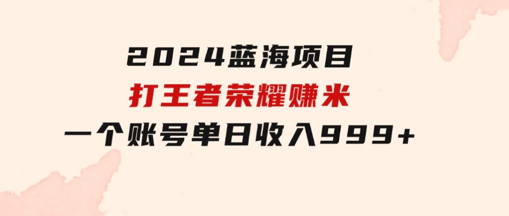 2024蓝海项目.打王者荣耀赚米，一个账号单日收入999+，福利项目-大源资源网